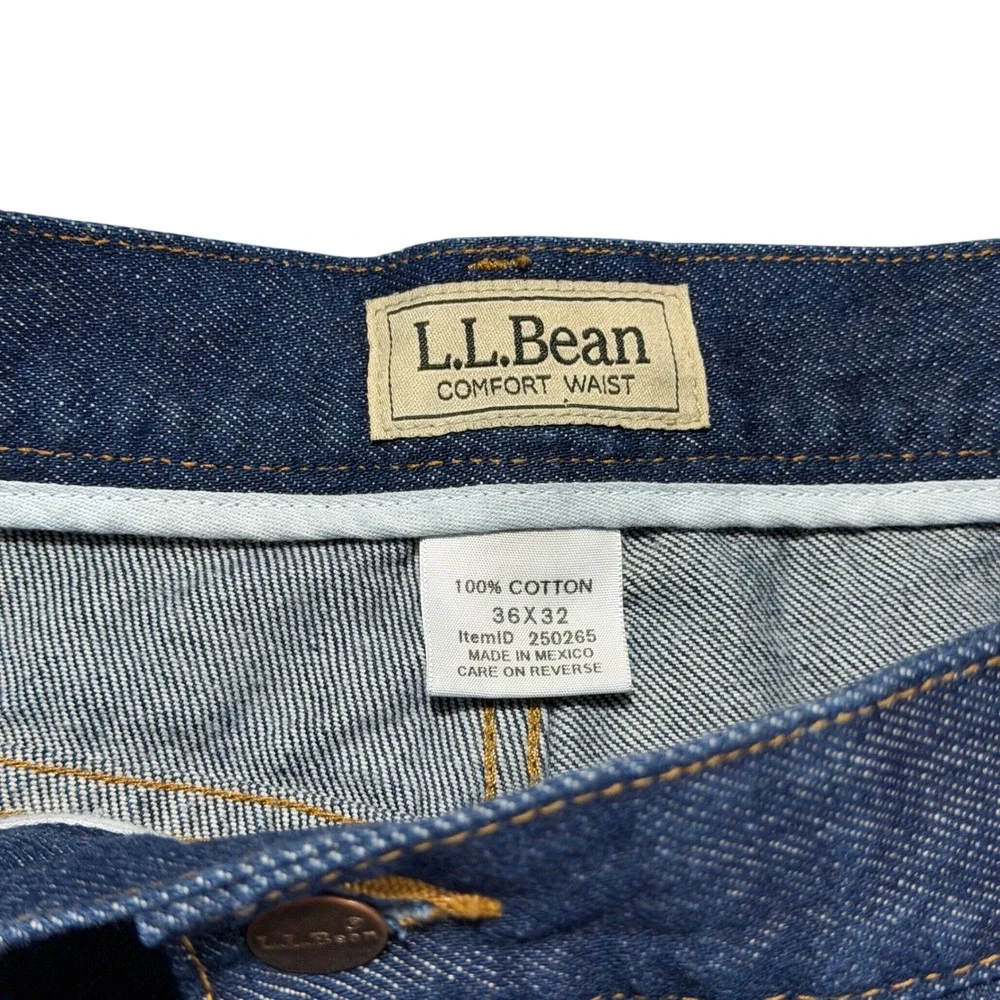 LL Bean Double L Jeans Mens 36x32 Dark Wash Comfort Waist Straight Leg 250265